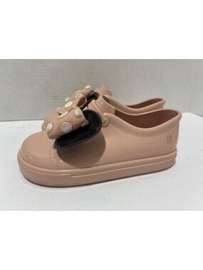 Mini Melissa Girls Disney Minnie Mouse pink slip-on flats size 9 polka dot bow